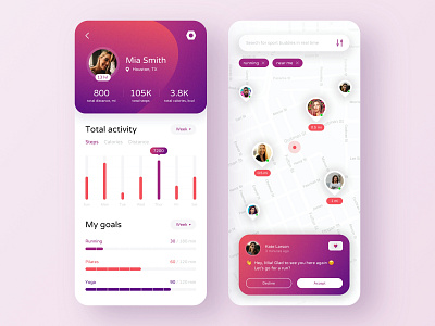 Sport App: Tracker & Workout Partners Finder - Mobile App app app design bank bank app banking banking app finance mobile app mobile app design mobile design mobile ui
