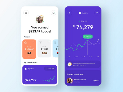 Financial investments - Mobile App app app design finance finance app finances financial financial app fintech fintech app investment investor mobile app mobile app design mobile design mobile ui