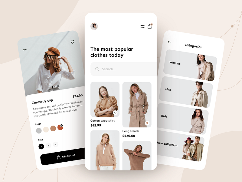 Fashion online shop - Mobile App by Anastasia Golovko on Dribbble