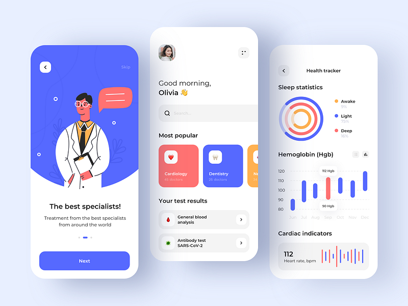 Medical app - Mobile App by Anastasia Golovko on Dribbble