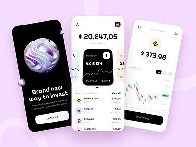 Crypto Invest - Mobile app app design bank banking bitcoin crypto crypto app cryptocurrency ethereum finance finance app fintech mobile app mobile design