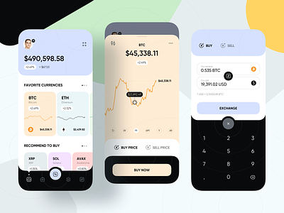 Finance App - Mobile app app app design bitcoin blockchain crypto cryptocurrency finance fintech mobile app mobile app design mobile design mobile ui wallet