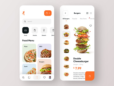 Food Delivery - Mobile App app app design burger menu burgers calories cook delivery delivery app food food app food order food ordering mobile app mobile design mobile ui