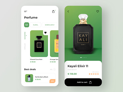 Perfume e-commerce - Mobile App app app design cart mobile app mobile app design mobile ui online shop perfume perfumery perfumes