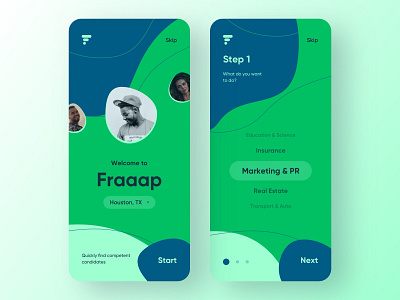 Fraaap connects candidates and employers. app app design employee job search mobile app mobile app design mobile design mobile ui onboarding social network ui ux