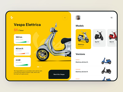 Vespa Rental — App Design app app design bike mobile app mobile app design mobile design mobile ui rent rental vespa