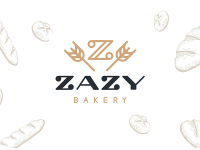 Zazy Bakery - logo branding design illustration linear logo typography