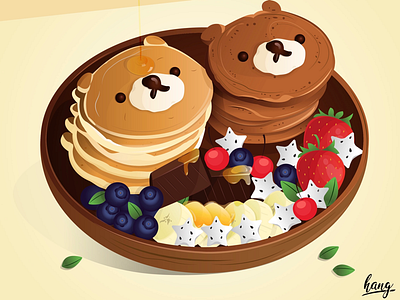 Bear Cake mix fruits illustrator