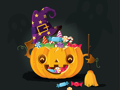 Pumkin vs sweet Candy background candy design halloween illustration illustrator pumkin