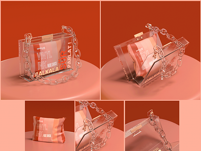 MAYBELLINE VINYL INK Influencer Bag 3d acrylic bag branding cinema4d colors design illustration makeup maybelline octane pink red