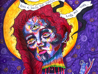 MALIGNO charater design design fantasy girl girl illustration graphic illustration psychedelic psychedelic art vibes vibrant vibrant colors