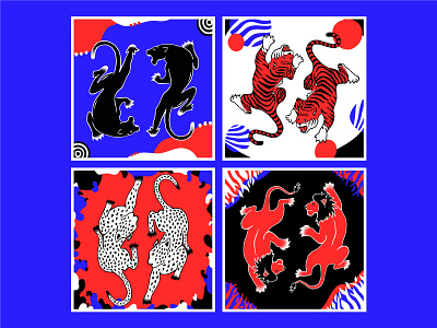 Big Cats abstract big cats bold cats design edgy illustration leopard lion meow panther snow leopard tiger