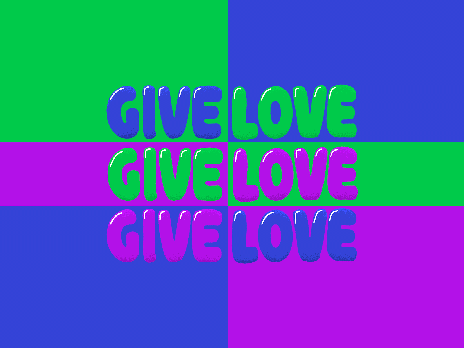 GIVE LOVE x3 bold bowie colorblock creative customtype design givelove graphic design love lyrics procreate queen type typography underpressure