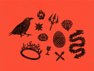 GAME OF THRONES: ICONS bird daenerys dragon drawing egg game of thrones gem got hbo icons illustration jon snow khaleesi procreate tv vector weapon westeros winter is coming winterfell