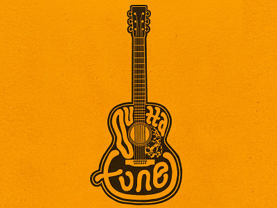 Outta Tune creative custom type design drawing guitar illustration instrument music musician procreate strings typography