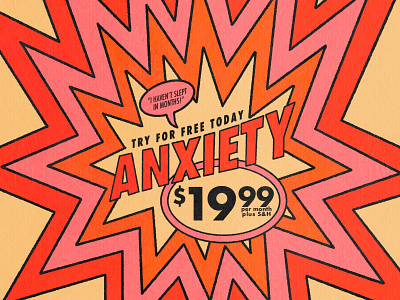 Infomercial: Anxiety anxiety creative design drawing illustration infomercial mental health procreate retro stress