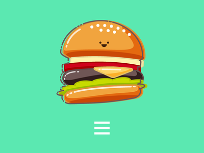 Hamburger Menu Icon cartoon cute hamburger icon pixelgami print