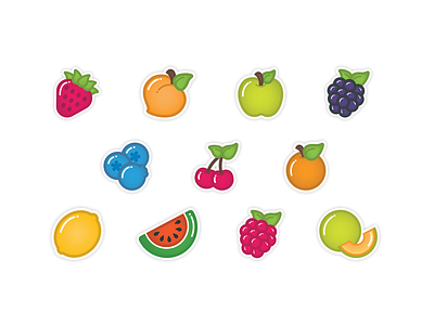 Boba Tea Fruit Flavors Icons cartoon cute icons illustration pixelgami sticker