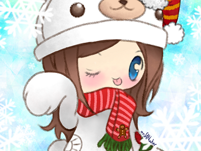OC - Chibi winter bear chibi chibi bear cute illustration kawaii oc original character snow snowflakes winter