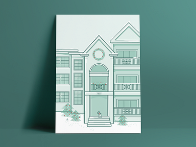 Holiday In the Capital chistmas card christmas christmas tree design dog flat greeting card holiday holiday card holiday design home house illustration michigan pup puppy snow washington dc winter