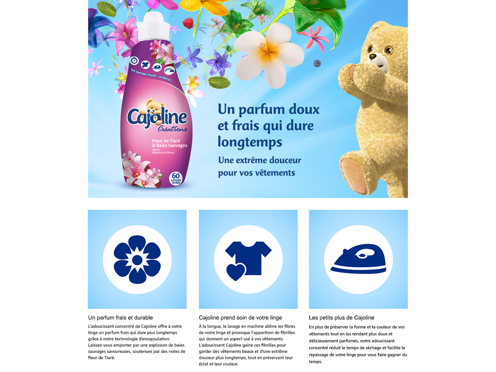 Cajoline, Adoucissant pour linge