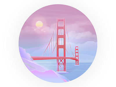 San Francisco, California USA-a beautiful and happy day bridge california day design illu relax san francisco ticket tour travel usa vector weather world