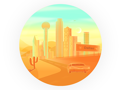 Dallas, Texas USA - the way to the city city dallas day design illustration relax road sun texas ticket travel usa vector weather world