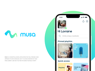 Musa - Mobile App Design & Branding app apple music brand brand identity branding design designer identity design illustration interface logo mobile app mobile design music music app spotify ui ux vector