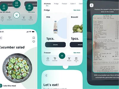 Fridge - Mobile App Design & Branding app app design design food food waste freezer groceries grocery grocery app grocery list grocery list app interface inventory inventory list mobile mobile app ui ux