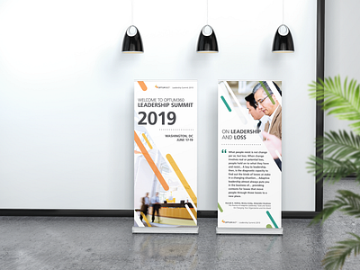 Banner Design for Leadership Summit banner banner ad banner ads brand brand identity branding conference corporate design layout photography print rollup striped stylized summit