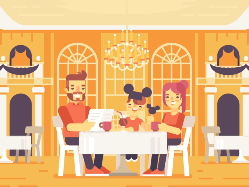 Family Restaurants animation dining family vector