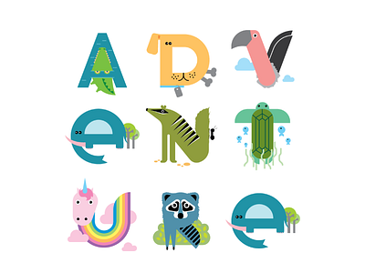 the animal alphabet project - ADVENTURE alphabet animal illustrations vector