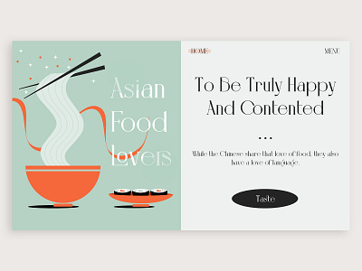 Asian Food //// adobe xd colors concept design food illustration noodle typography ui ux ux design vector webdesign