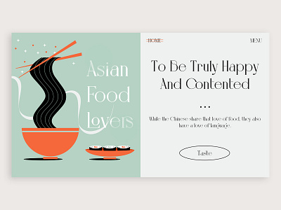 Asian Food adobe xd branding colors concept design food illustration illustrator noodle typogaphy ui ux ux design vector webdesign