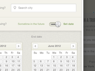 Wizard - plan trip calendar form modal search switch vintage widget wizard