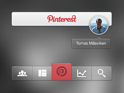 Pinterest iOS avatar button icons ios menu mobile pinterest red round avatar to bar ui