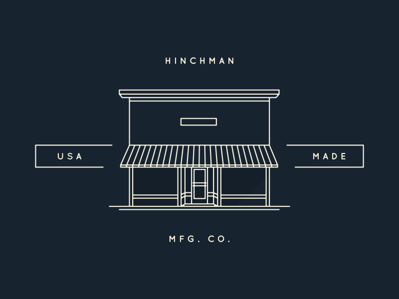 Hinchman MFG. CO. logo building shadow mono line mfg co. michigan branding vector illustration