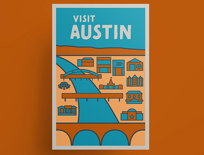Austin vintage travel poster austin austin texas hipster illustration poster poster design texas thick lines travel poster vector vector art vector illustration vintage poster
