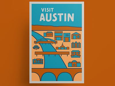 Austin vintage travel poster