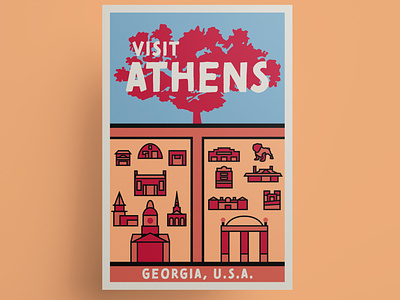 Athens vintage inspired travel poster
