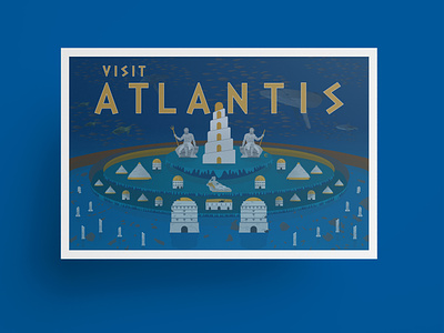 Atlantis travel poster ancient greece atlantis drawing greek illustration mythology poster poster design vector vector art