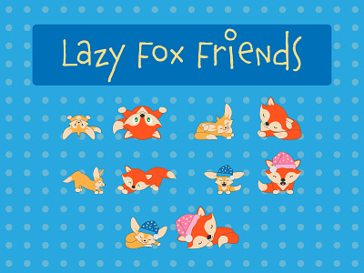 Cute Fox Friends Character Designs adorable cartoon character character design cute drawing fennec fox fox foxes illustration red fox vector vector art vector illustration