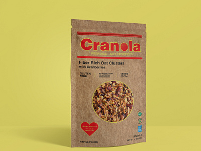 Cranola package design adobe illustrator adobe photoshop brand design branding cranberry granola graphic design logo package design package mockup recycled paper typography