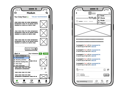 Unsolicited Redesign for Medium by Balsamiq(Wireframing) app design ux