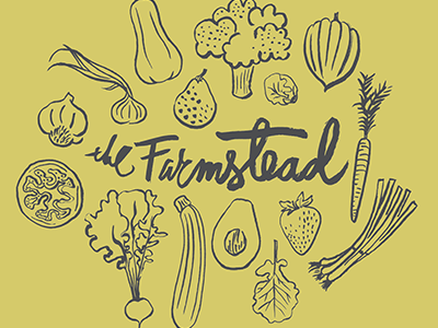 Farmstead T-Shirt hand lettering ink vegetables