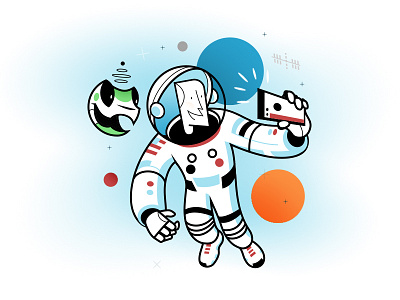 Space Selfie alien astronaut illustrator planets selfie space space station usa