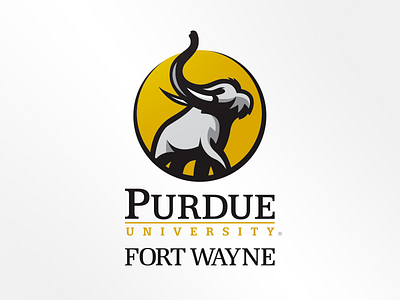 Purdue University Fort Wayne Spirit Mark black yellow character illustrator logo mascott mastodon pride spirit sun tusk