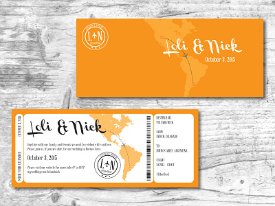 Respini-Pollard Invites graphic design invites print design tear off tickets wedding invites