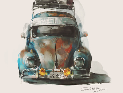 classic beetle 2019 721 7 carillustration corel painter digital art illustration vintagecar
