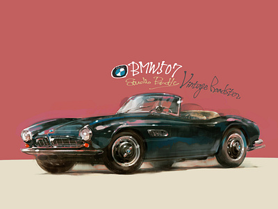 bmw classic -507 carillustration character corel painter digital art illustration vintagecar